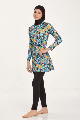 MARESIVA - Maresiva Kız Garson Octavia Tam Kapalı Tesettür Mayo - Siyah