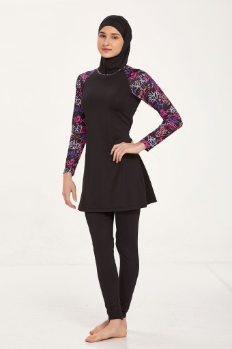 MARESIVA - Maresiva Kız Garson Roxane Tam Tesettür Mayo - Siyah