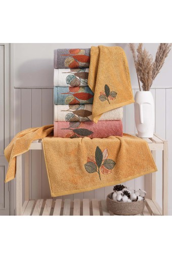 MARİBOR - Maribor El Yüz Havlusu Leaf Bambu 3D Nakışlı 50x90 (1)