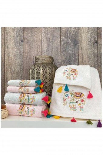 MARİBOR - Maribor El-Yüz Havlusu Nakışlı Fil Bambu 50x90