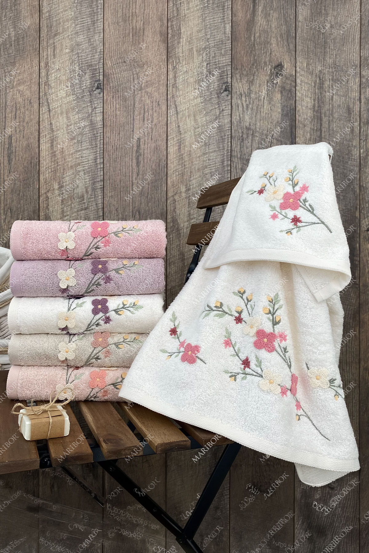 Maribor Mutfak Havlusu Lavem Bambu 3D Nakışlı 30x50 3'lü - Thumbnail