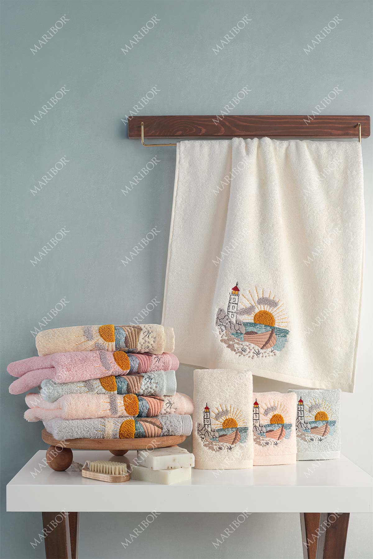 Maribor Mutfak Havlusu Sereyn Bambu 3D Nakışlı 30x50 3'lü - Thumbnail