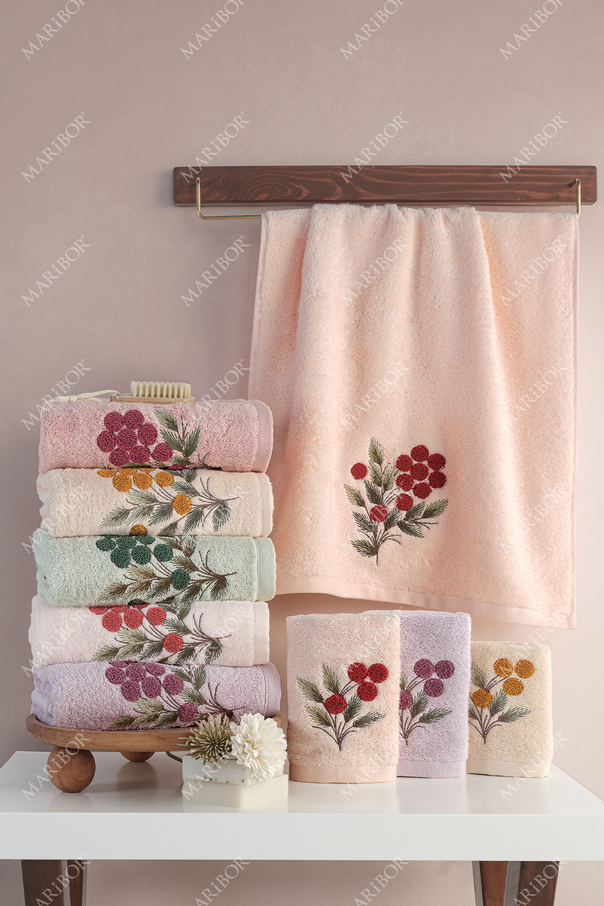 Maribor Mutfak Havlusu Tiada Bambu 3D Nakışlı 30x50 3'lü - Thumbnail