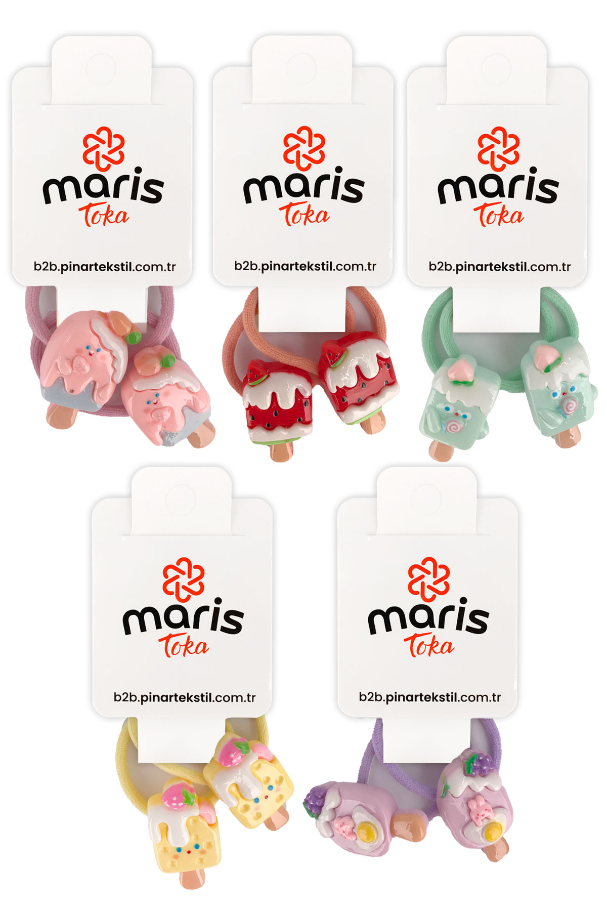 Maris Kız Çocuk Lastik Toka 2'li Dondurma - Thumbnail