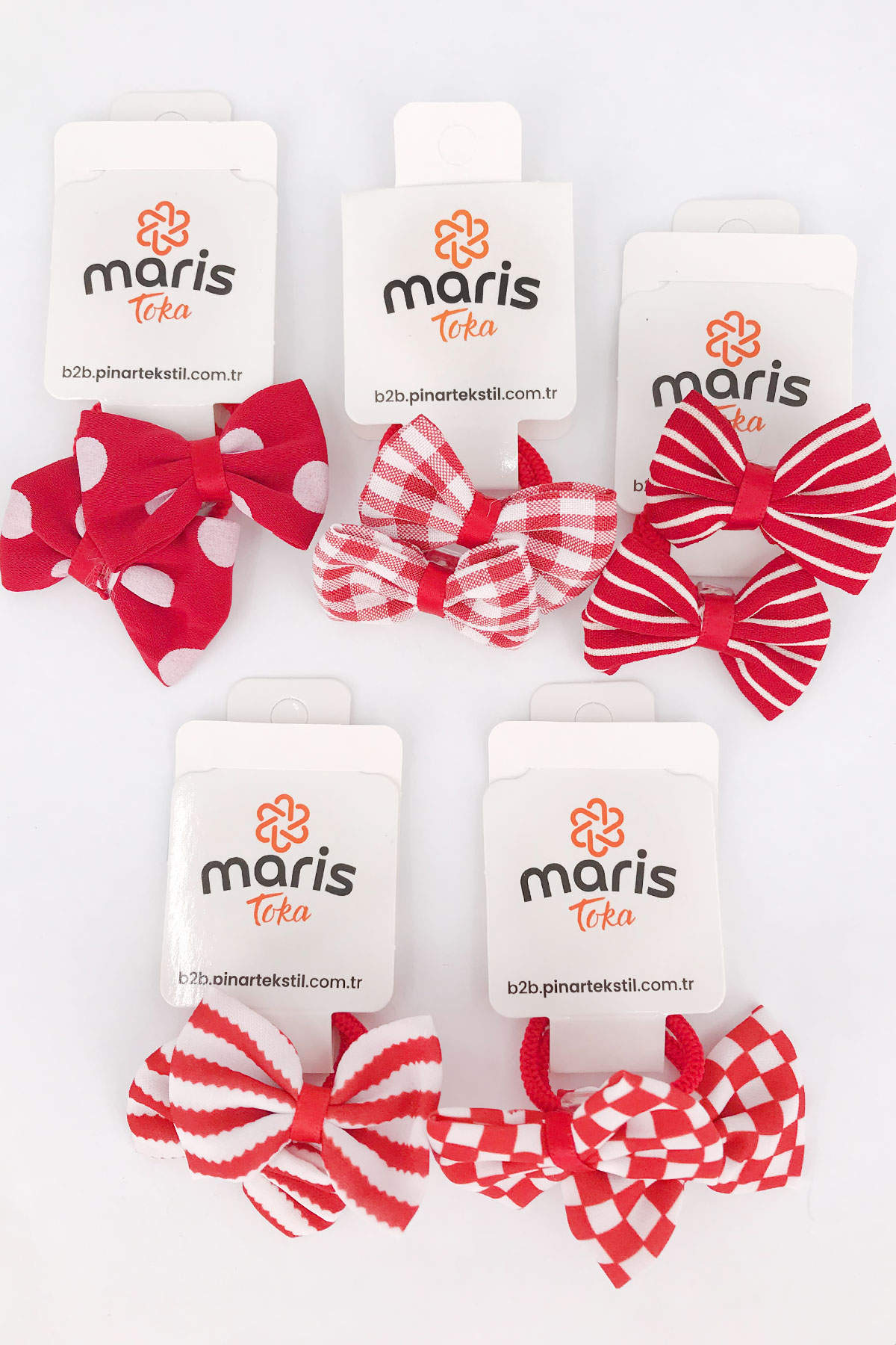 Maris Kız Çocuk Lastik Toka 2'li Ekose - Thumbnail