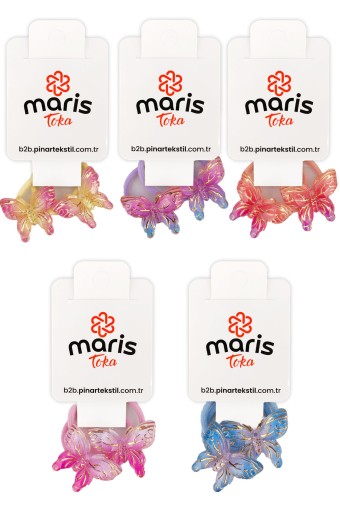 MARİS TOKA - Maris Kız Çocuk Lastik Toka 2'li Kelebek (1)