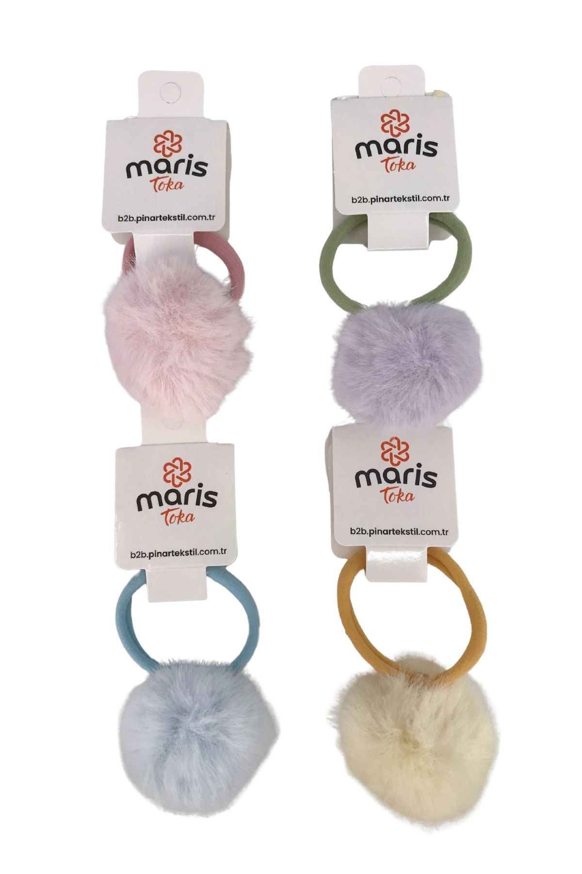 Maris Kız Çocuk Lastik Toka 2'li Ponponlu - Thumbnail