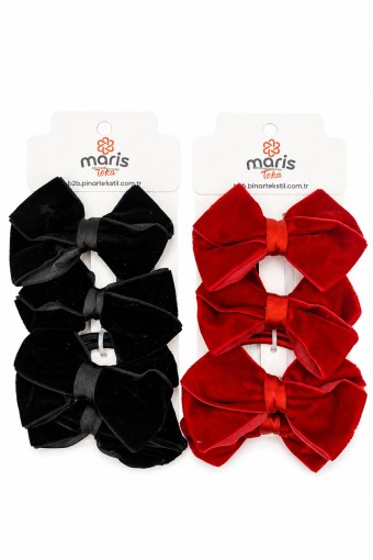 MARİS TOKA - Maris Kız Çocuk Set Toka Kadife Fiyonk