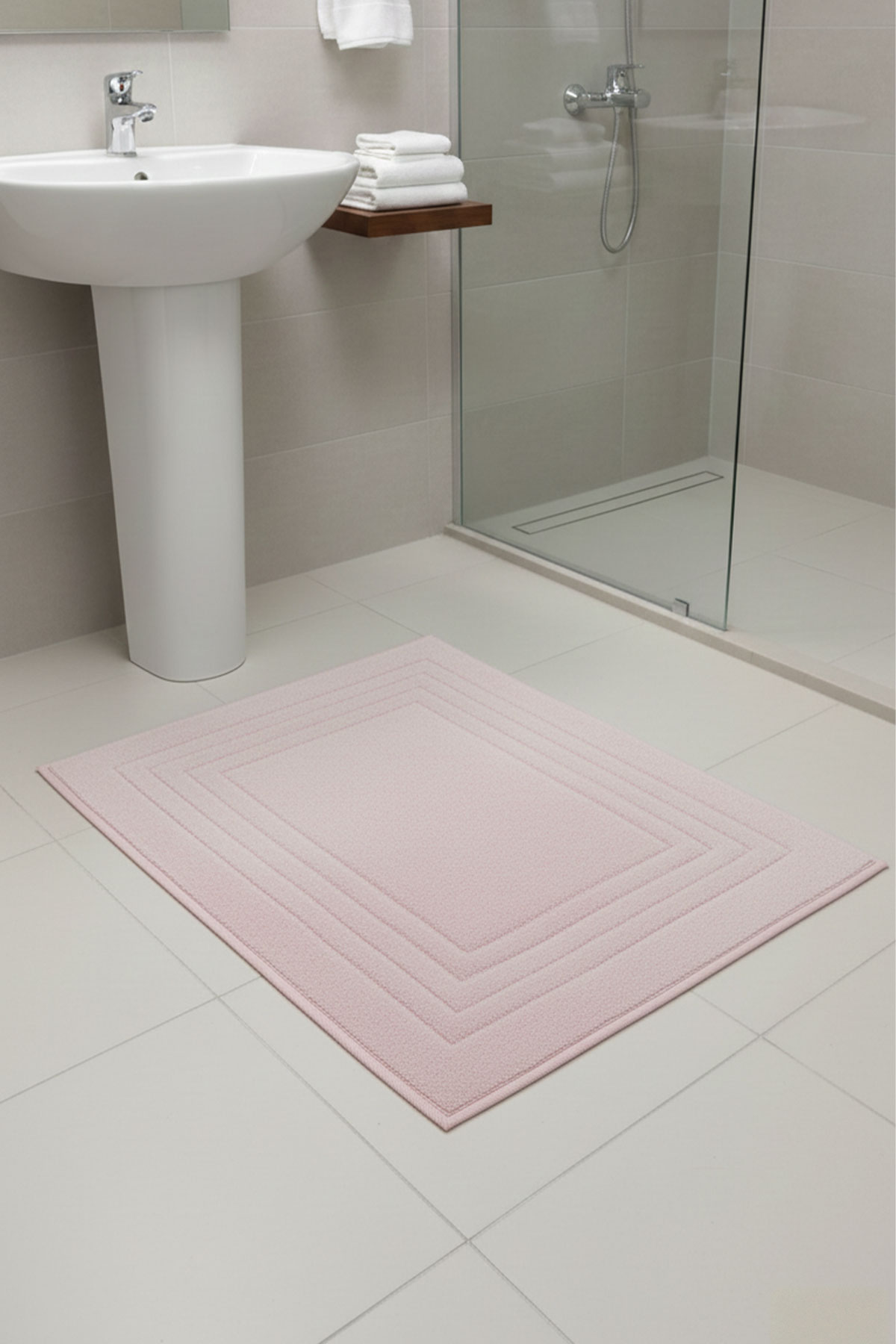 Maris Paspas Pamuklu Çizgi Desen - Pembe - 60x100cm - Thumbnail