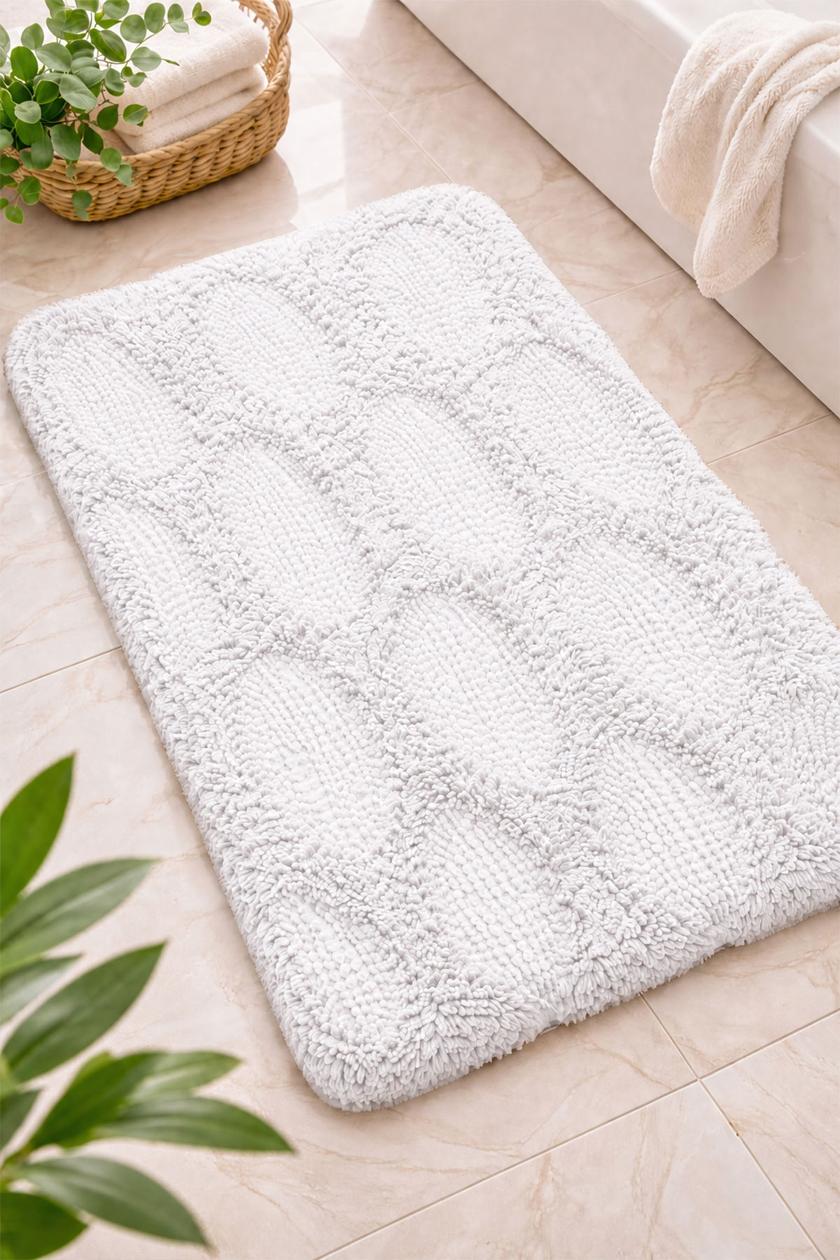 Maris Paspas Royal Tufting Vera Desen - Beyaz - 60x100cm - Thumbnail