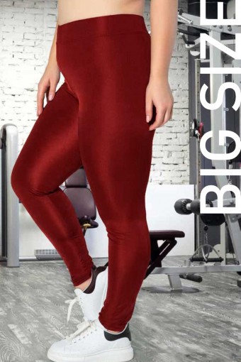 MEG STYLE - Meg Kadın Tek Alt Tayt Büyük Beden Disco - Bordo