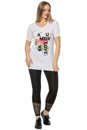 MEG STYLE - Meg Kadın Dalgıç Tayt Fileli - Siyah