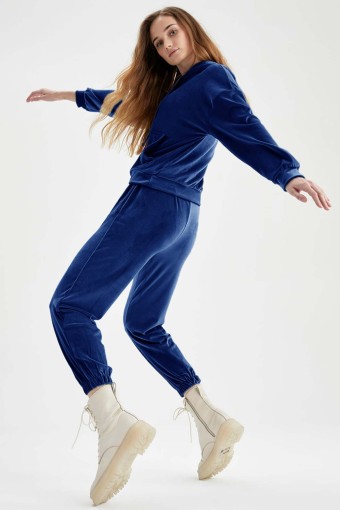 MEG STYLE - Meg Kadın Eşofman Fransız Kadife - İndigo