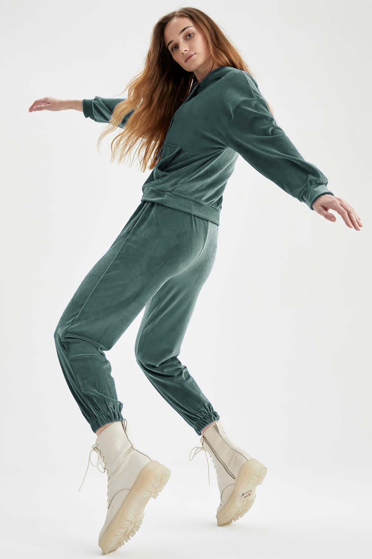 Meg Kadın Eşofman Fransız Kadife - Kahverengi - Thumbnail