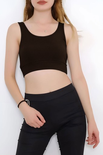 MEG STYLE - Meg Kadın Fitilli Pedli Büstiyer - Acı Kahve