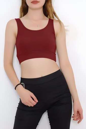 MEG STYLE - Meg Kadın Fitilli Pedli Büstiyer - Bordo