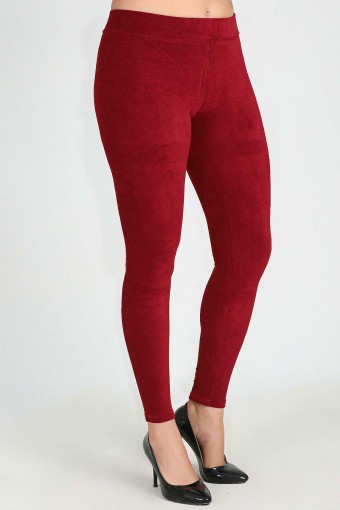 MEG STYLE - Meg Kadın Fransız Kadife Büyük Beden Tayt - Vizon (1)