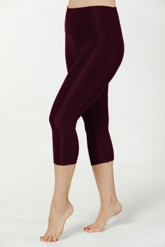 MEG STYLE - Meg Kadın Tek Alt Tayt Disko Dizaltı Yüksek Bel - Mürdüm