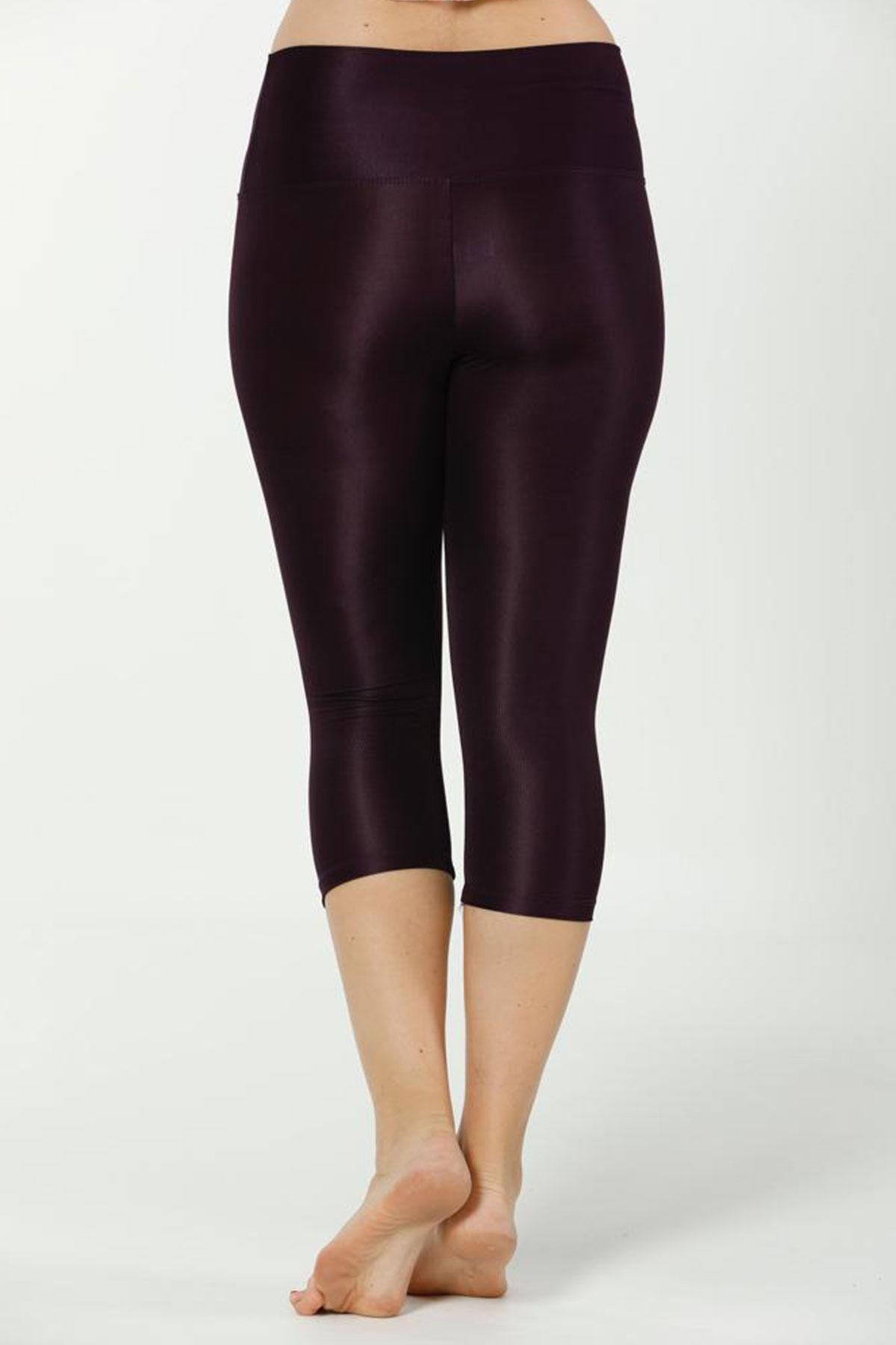 Meg Kadın Tek Alt Tayt Disko Dizaltı Yüksek Bel - Mürdüm - Thumbnail