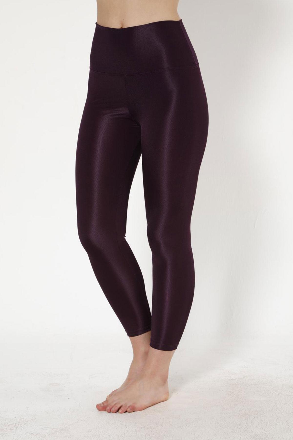 Meg Kadın Tayt Disco Yüksek Bel Toparlayıcı - Mürdüm - Thumbnail