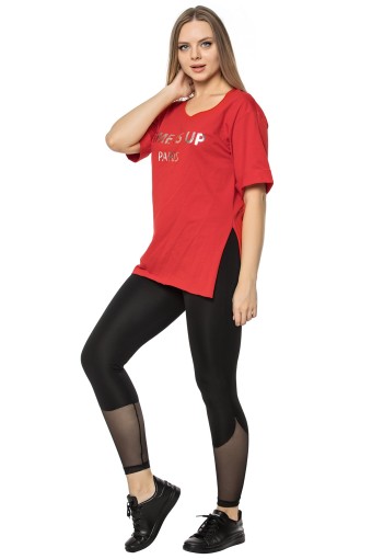 MEG STYLE - Meg Kadın Tayt Diz Altı Dalgıç Tül Detaylı - Siyah (1)