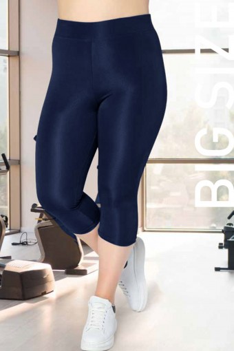 MEG STYLE - Meg Kadın Tek Alt Tayt Dizaltı Büyük Beden Disco - Lacivert