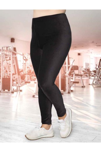 MEG STYLE - Meg Kadın Tayt Fitilli Kadife Büyük Beden - Füme