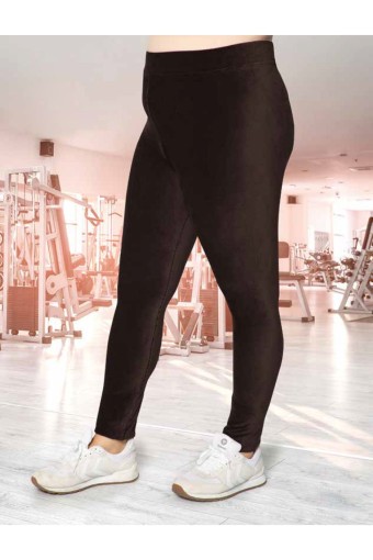 MEG STYLE - Meg Kadın Tayt Fitilli Kadife Büyük Beden - Kahverengi