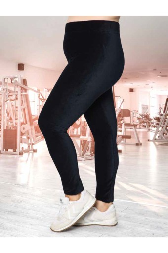 MEG STYLE - Meg Kadın Tayt Fitilli Kadife Büyük Beden - Lacivert