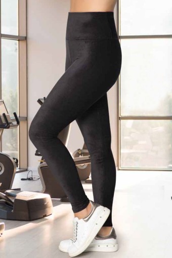 MEG STYLE - Meg Kadın Tayt Fitilli Kadife Yüksek Bel - Füme