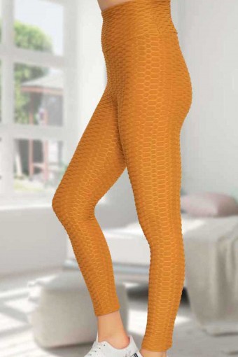 MEG STYLE - Meg Kadın Tayt Yüksek Bel Brezilya - Hardal