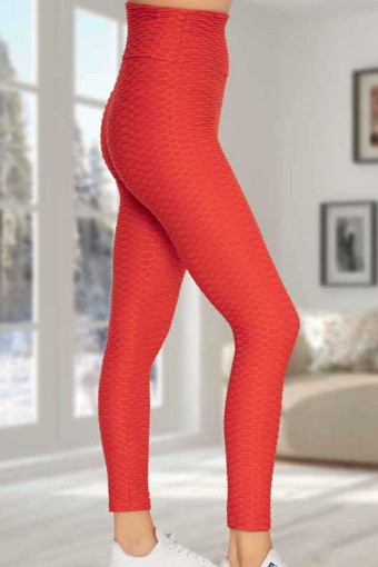 MEG STYLE - Meg Kadın Tayt Yüksek Bel Brezilya - Kırmızı