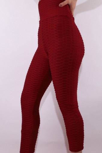 MEG STYLE - Meg Kadın Tayt Yüksek Bel Brezilya - Vişne