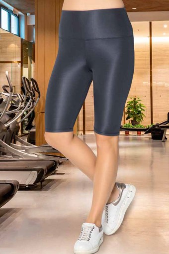 MEG STYLE - Meg Kadın Tayt Yüksek Bel Disco Diz Üstü - Haki Yeşili (1)