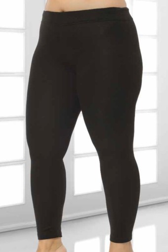 MEG STYLE - Meg Kadın Tek Alt Tayt Büyük Beden Dalgıç Şardonlu - Siyah (1)