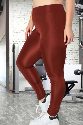 MEG STYLE - Meg Kadın Tek Alt Tayt Büyük Beden Disco - Kiremit