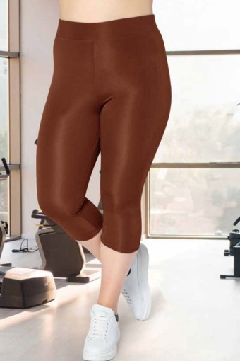 MEG STYLE - Meg Kadın Tek Alt Tayt Dizaltı Büyük Beden Disco - Antrasit (1)