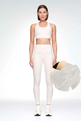 MEG STYLE - Meg Kadın Yüksek Bel Peluş Tayt - Krem