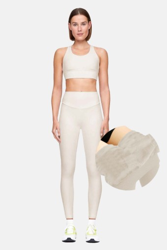 MEG STYLE - Meg Kadın Yüksek Bel Peluş Tayt - Taş