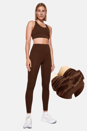 MEG STYLE - Meg Kadın Yüksek Bel Peluş Tayt - Yeşil (1)