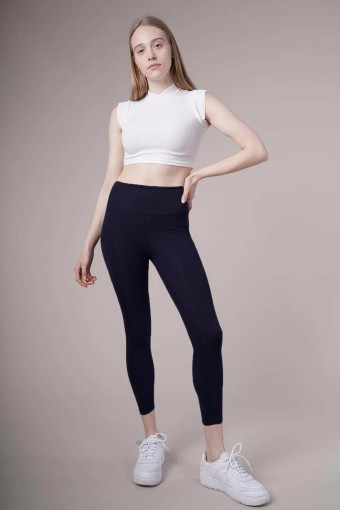 MEG STYLE - Meg Style Kadın Cepli Toparlayıcı Yüksek Bel Pilates Tayt - Lacivert