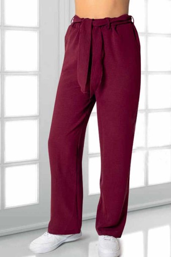 MEG STYLE - Meg Style Kadın Pantolon Ayrobin Cepli - Mürdüm