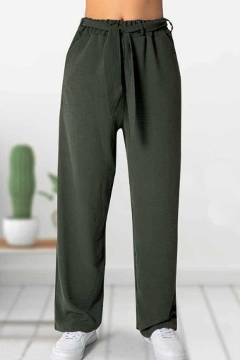 MEG STYLE - Meg Style Kadın Pantolon Ayrobin Cepli - Yeşil (1)