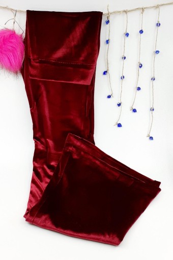 MEG STYLE - Meg Style Kadın Tayt İspanyol Kadife - Bordo