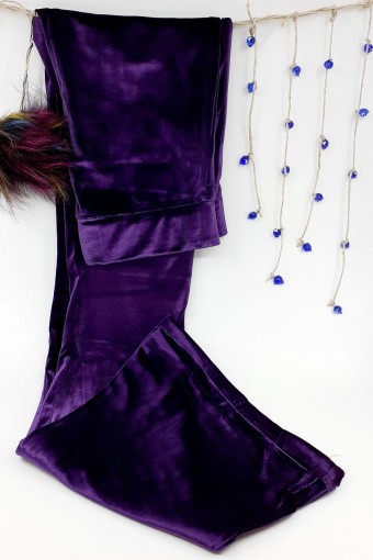 MEG STYLE - Meg Style Kadın Tayt İspanyol Kadife - Patlıcan Mor