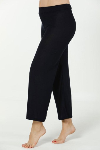 MEG STYLE - Meg Style Kadın Tek Alt Pantolon Beli Lastikli Yazlık - Lacivert (1)