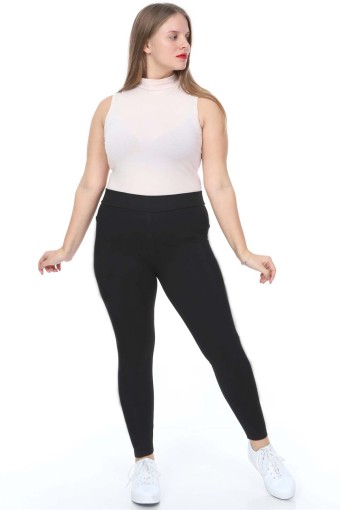 MEG STYLE - Meg Style Kadın Toparlayıcı Yüksek Bel Pilates Tayt Büyük Beden - Siyah