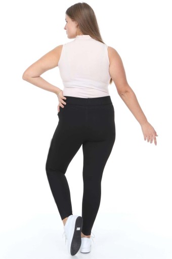MEG STYLE - Meg Style Kadın Toparlayıcı Yüksek Bel Pilates Tayt Büyük Beden - Siyah (1)