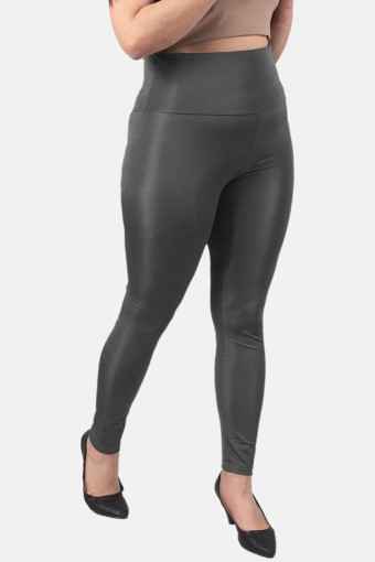 MEG STYLE - Meg Style Kadın Toparlayıcı Yüksek Bel Pilates Tayt Büyük Beden - Füme