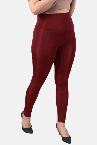 MEG STYLE - Meg Style Kadın Toparlayıcı Yüksek Bel Pilates Tayt Büyük Beden - Kırmızı